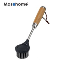 Masthome nature bamboo bottle bowl vegetable kitchen pan pot Stainless Steel washing cleaning dish brush