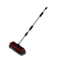 Flow-Through Car Cleaning Wash Brush with Adjustable Handle and Integrated Squeegee