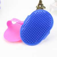 Soothing Massage Rubber Bristles Curry Comb Pet Shampoo Brush for Dogs & Cats Washing