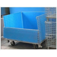 Steel Foldable Wire Mesh Rolling Storage Pallet Cage/ Mesh Box