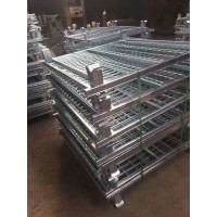 Galvanized Steel Foldable Wire Mesh Rolling Storage Pallet Cage/ Mesh Box